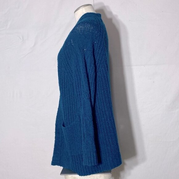 5/$25 American Eagle Outfitters Turquoise Open Front Chunky Knit Cardigan XS - Picture 5 of 13